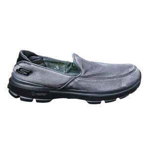SKECHERS GOwalk 3 Attain Goga Mat Gray Slip On Loafers Walking Shoe Men's